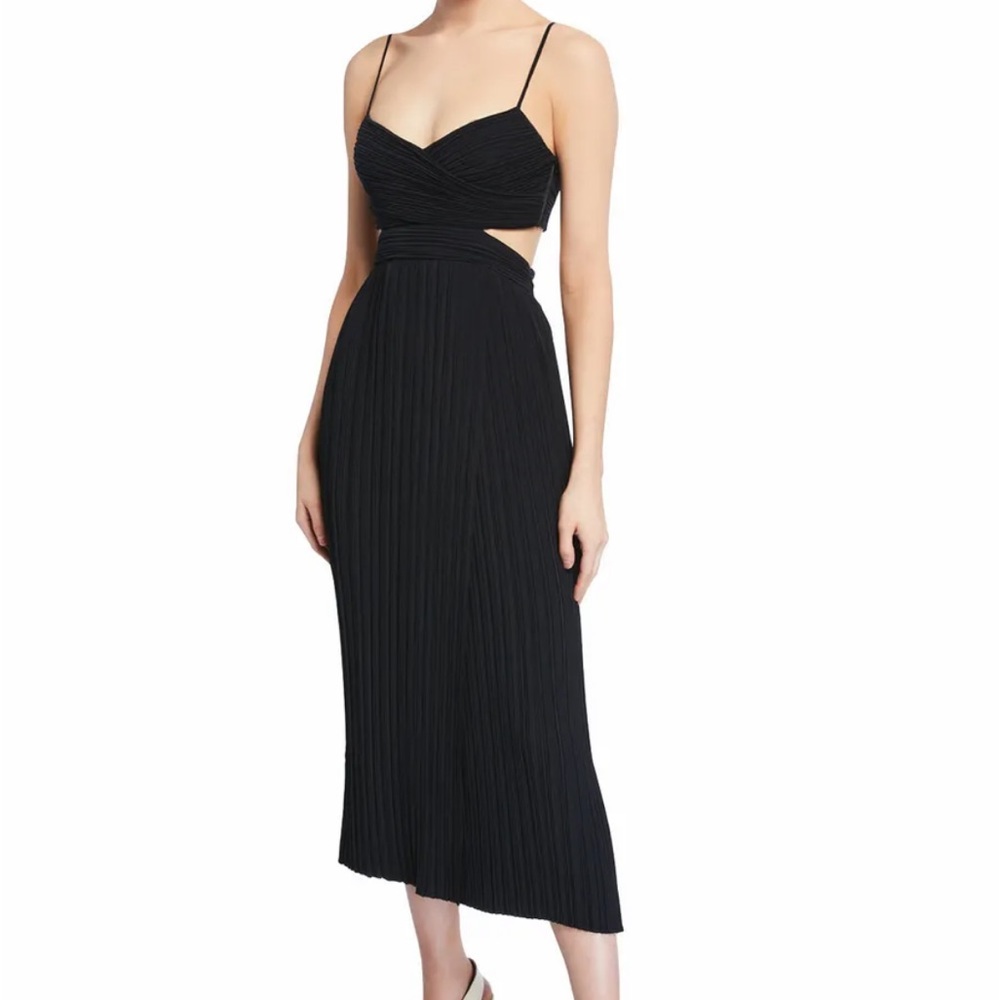 A.L.C. Women's Black Solid Pleated Sleeveless Sienna Maxi Dress Size 0 - Picture 3 of 4